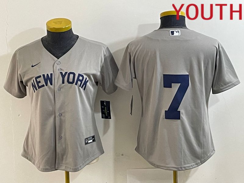 Youth New York Yankees #7 Mantle Grey Nike Game 2024 MLB Jersey style 8